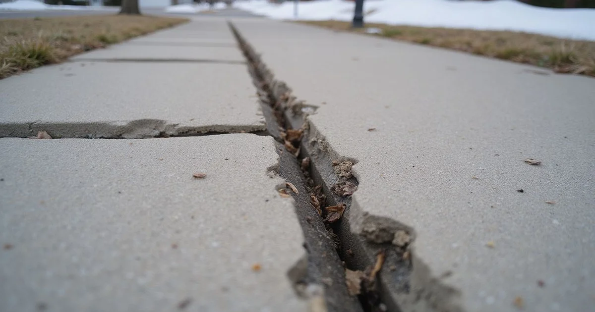 Detroit driveway with frost-cracked joint