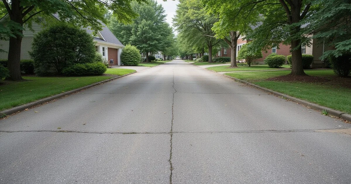 Mature, well-maintained Metro Detroit residential driveway