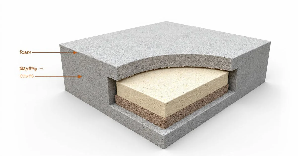 Polyurethane foam expanding under a slab — cross-section